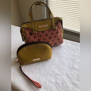 Nicole Lee Women’s Pink and Yellow Satchel Set